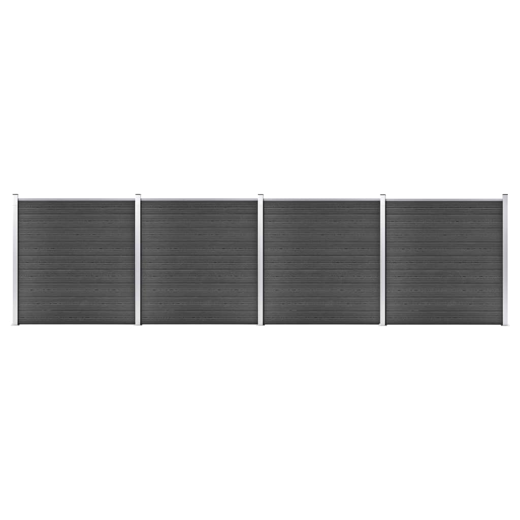 Set de panouri de gard, negru, 699x186 cm, WPC Lando - Lando