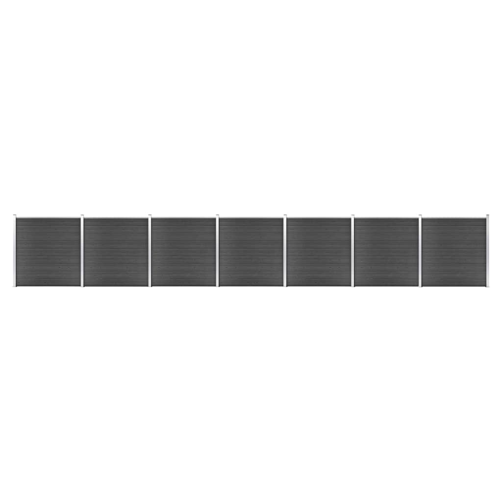 Set de panouri de gard, negru, 1218x186 cm, WPC Lando - Lando