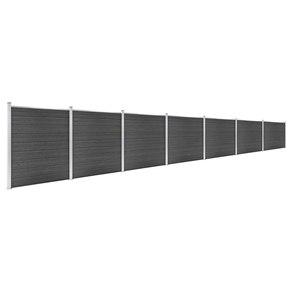 Set de panouri de gard, negru, 1218x186 cm, WPC Lando - Lando