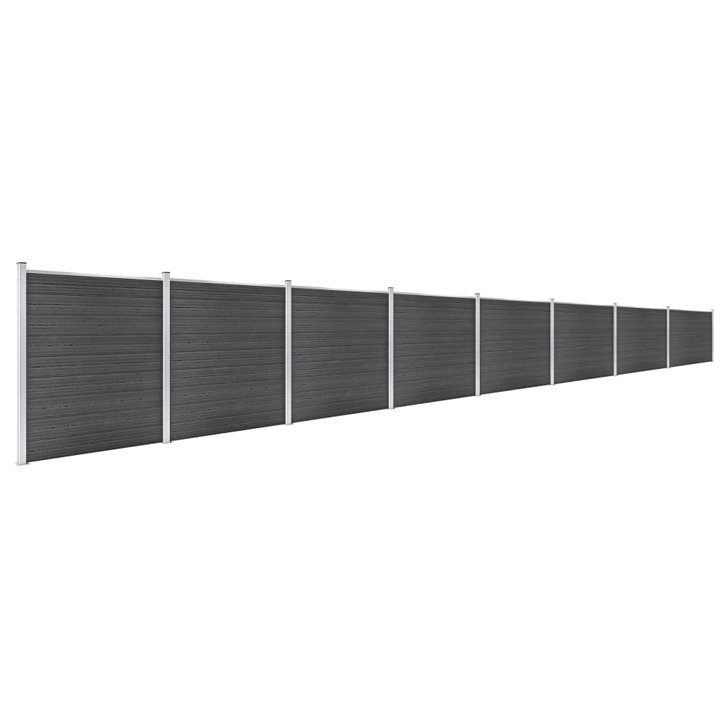 Set de panouri de gard, negru, 1391x186 cm, WPC Lando - Lando