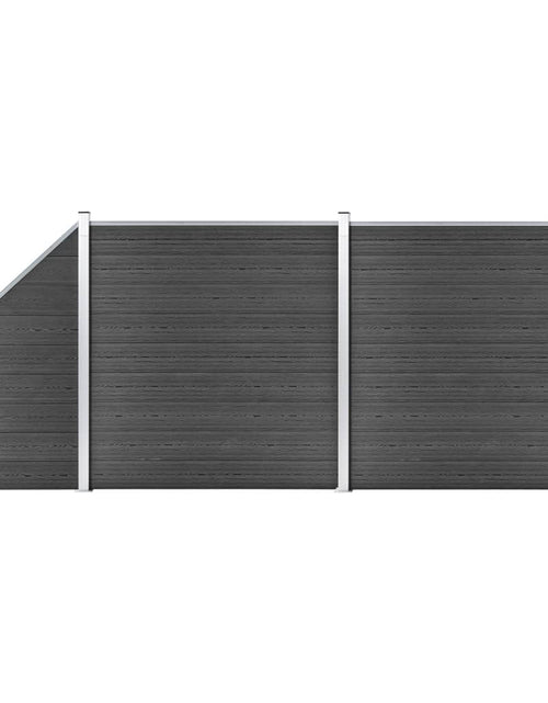 Încărcați imaginea în vizualizatorul Galerie, Set de panouri de gard, negru, 446x (105-186) cm, WPC Lando - Lando
