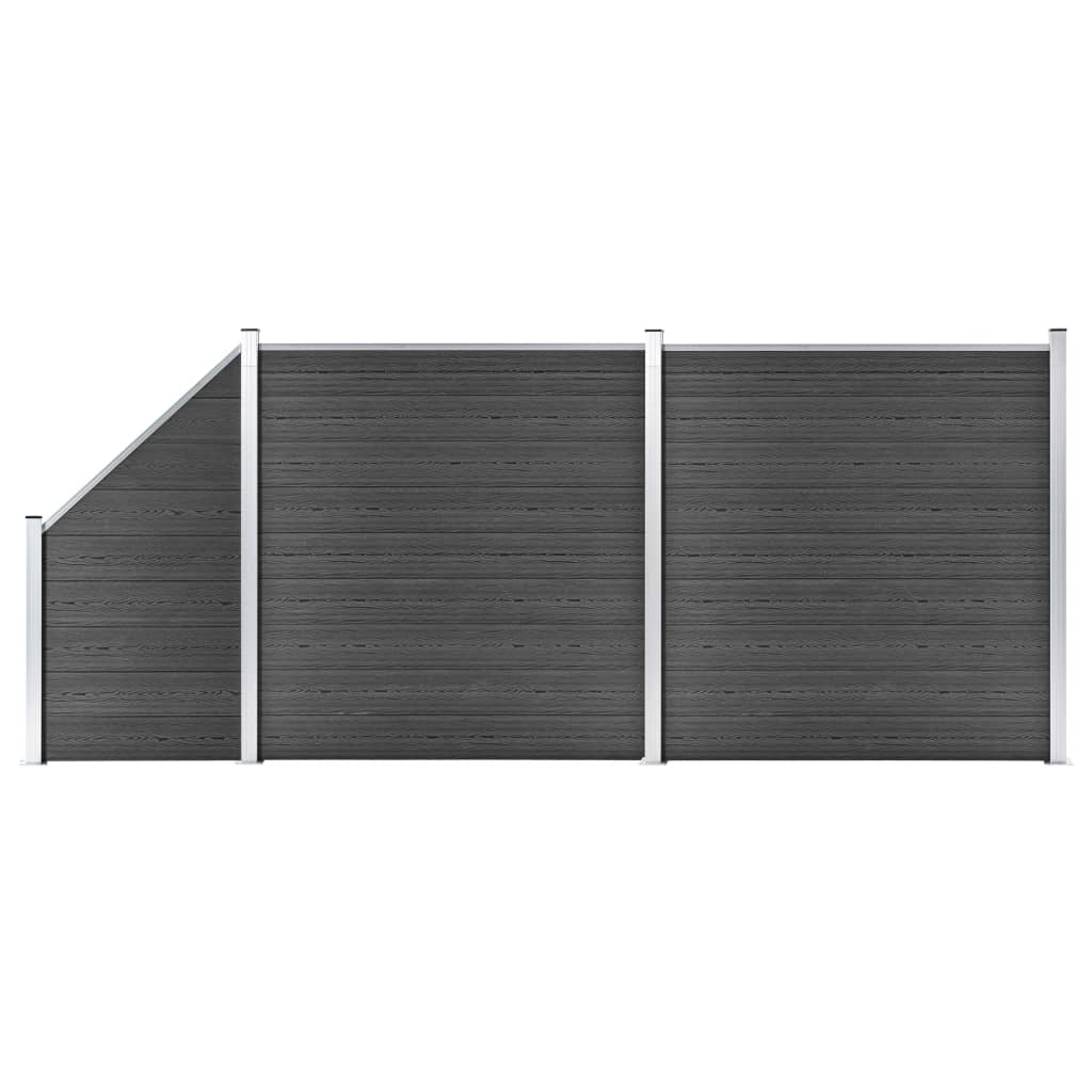Set de panouri de gard, negru, 446x (105-186) cm, WPC Lando - Lando
