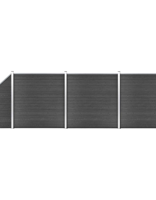Încărcați imaginea în vizualizatorul Galerie, Set de panouri de gard, negru, 619x(105-186) cm, WPC Lando - Lando

