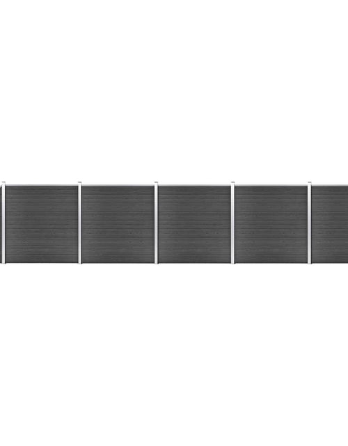 Загрузите изображение в средство просмотра галереи, Set de panouri de gard, negru, 965x(105-186) cm, WPC Lando - Lando

