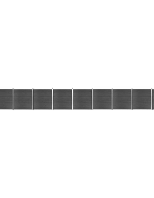 Încărcați imaginea în vizualizatorul Galerie, Set de panouri de gard, negru, 1657x(105-186) cm, WPC Lando - Lando
