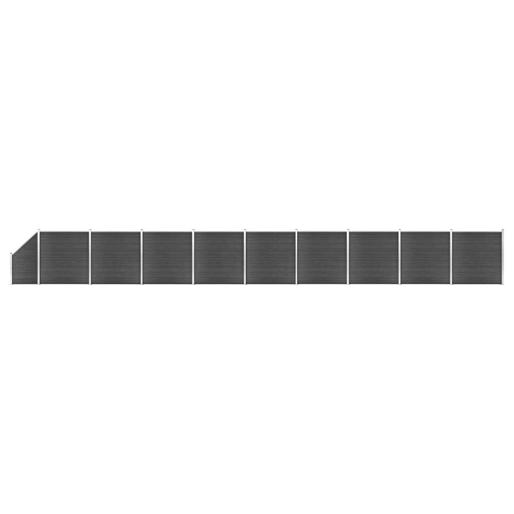 Set de panouri de gard, negru, 1657x(105-186) cm, WPC Lando - Lando
