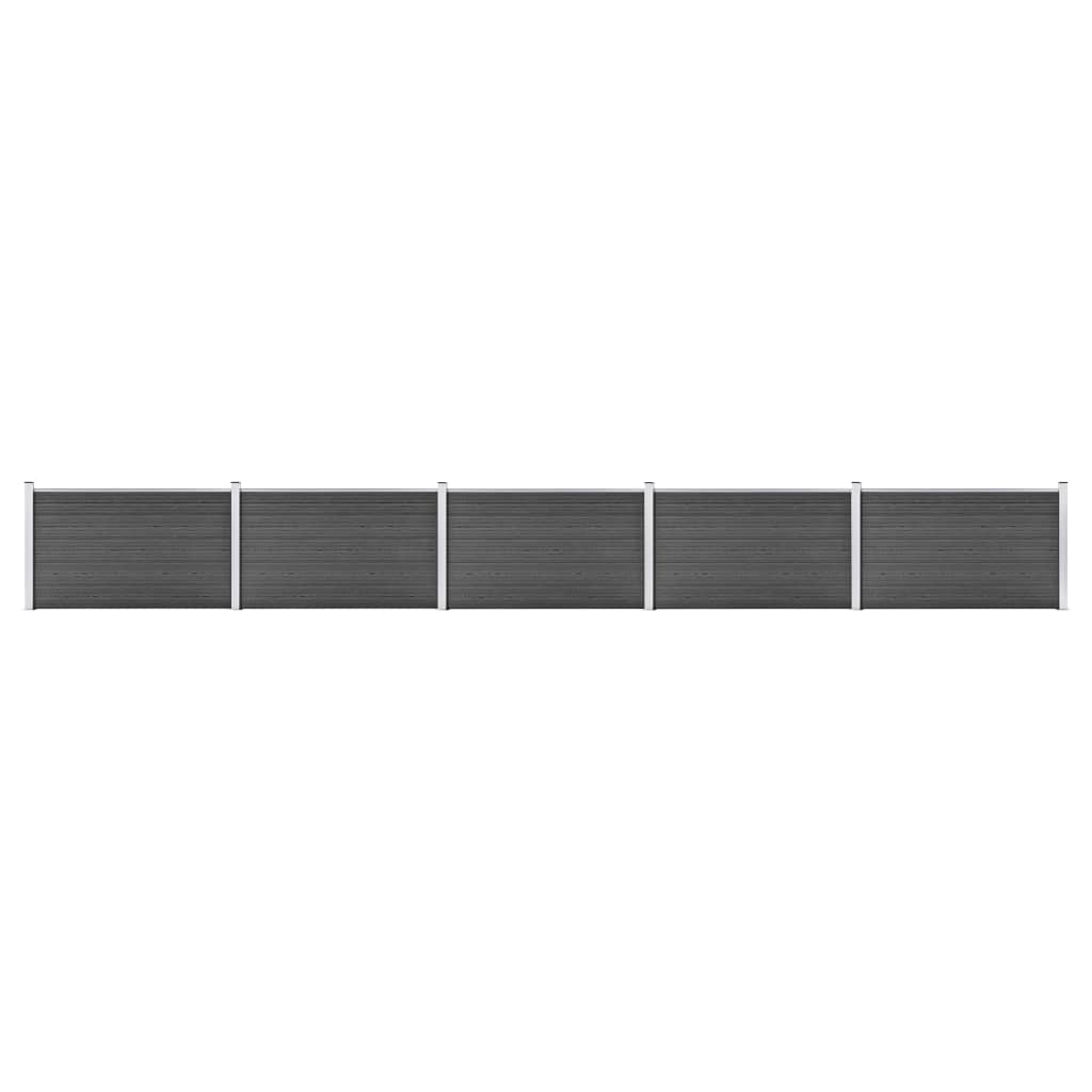 Set de panouri de gard, negru, 872 x 105 cm, WPC Lando - Lando