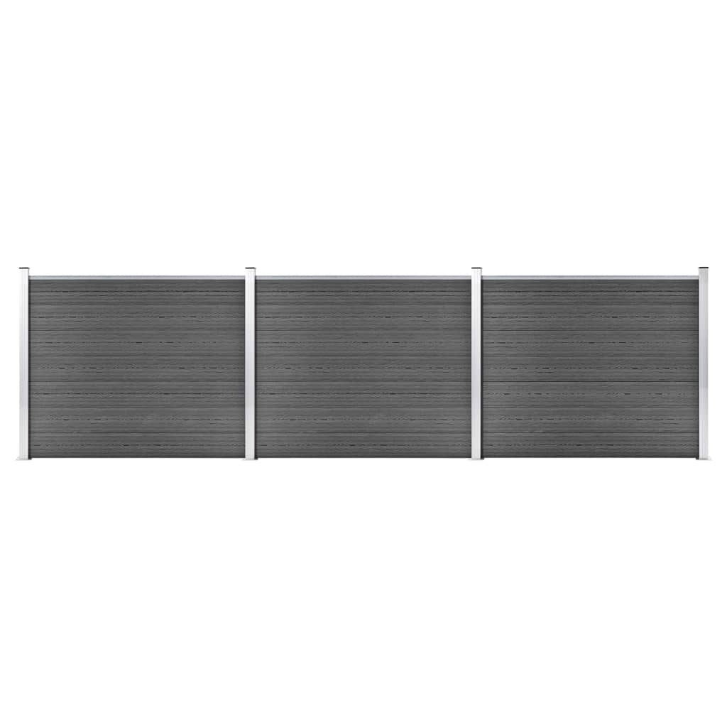 Set panouri gard, 526x146 cm, negru, WPC - Lando