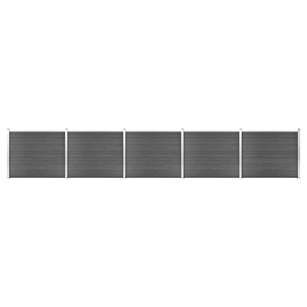 Set panouri gard, 872x146 cm, negru, WPC - Lando