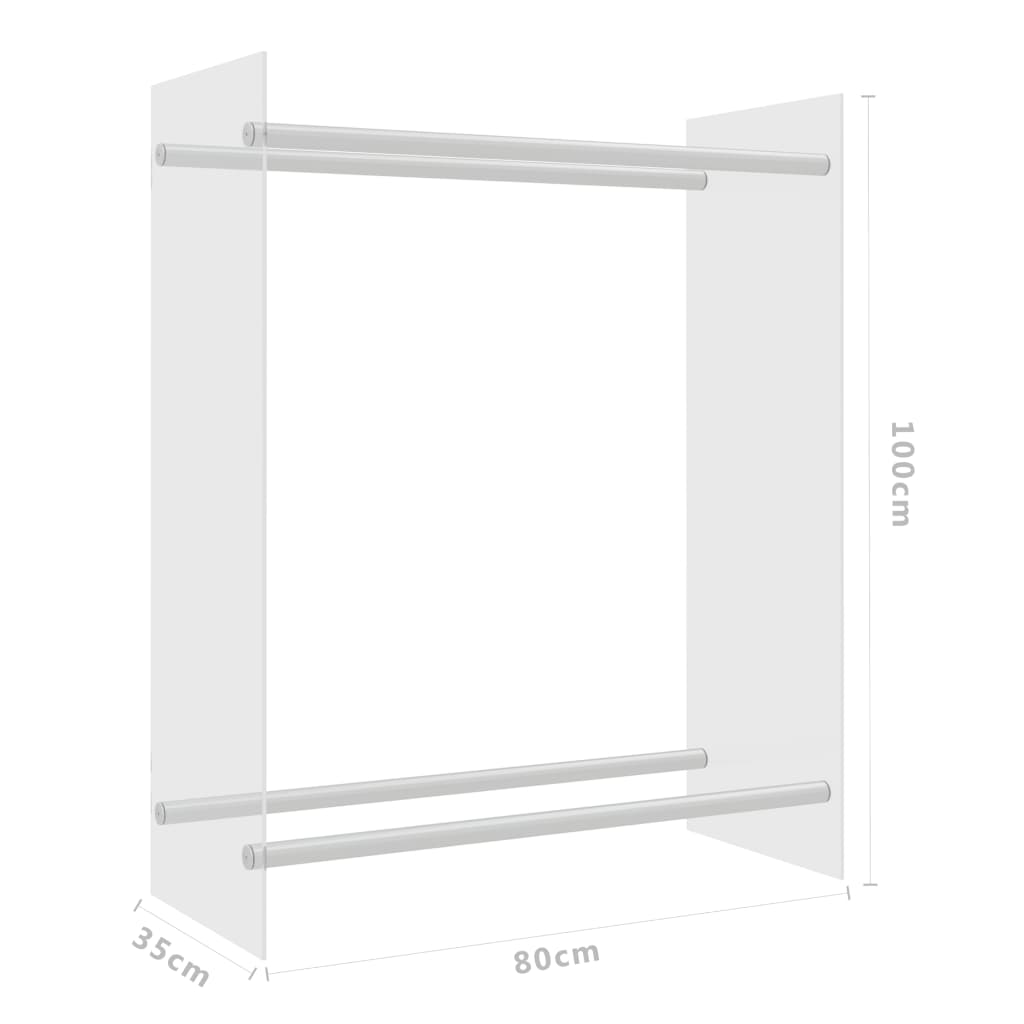 Rastel lemne de foc transparent 80x35x100 cm sticlă securizată Lando - Lando