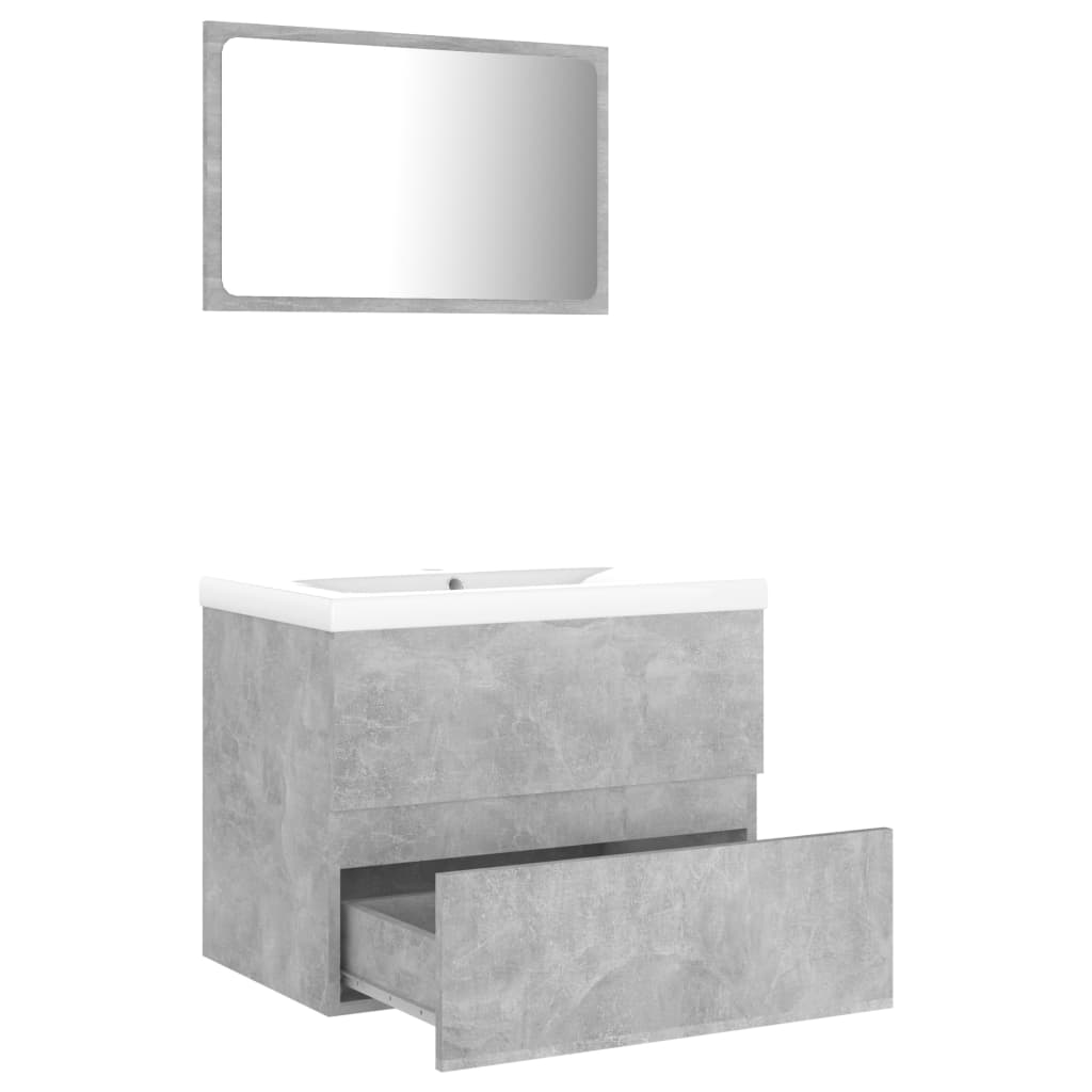 Set mobilier de baie, gri beton, lemn prelucrat - Lando