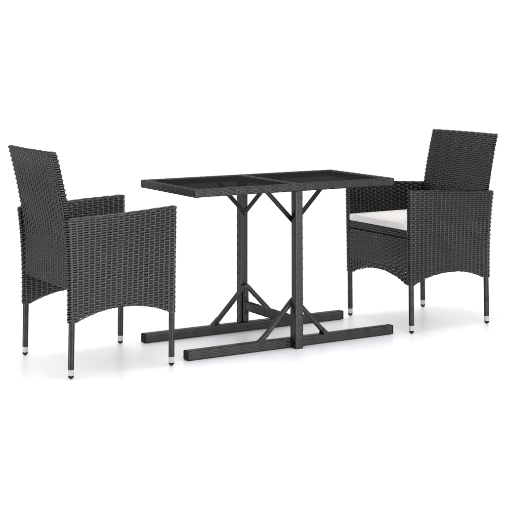 Set mobilier de grădină, 3 piese, negru - Lando