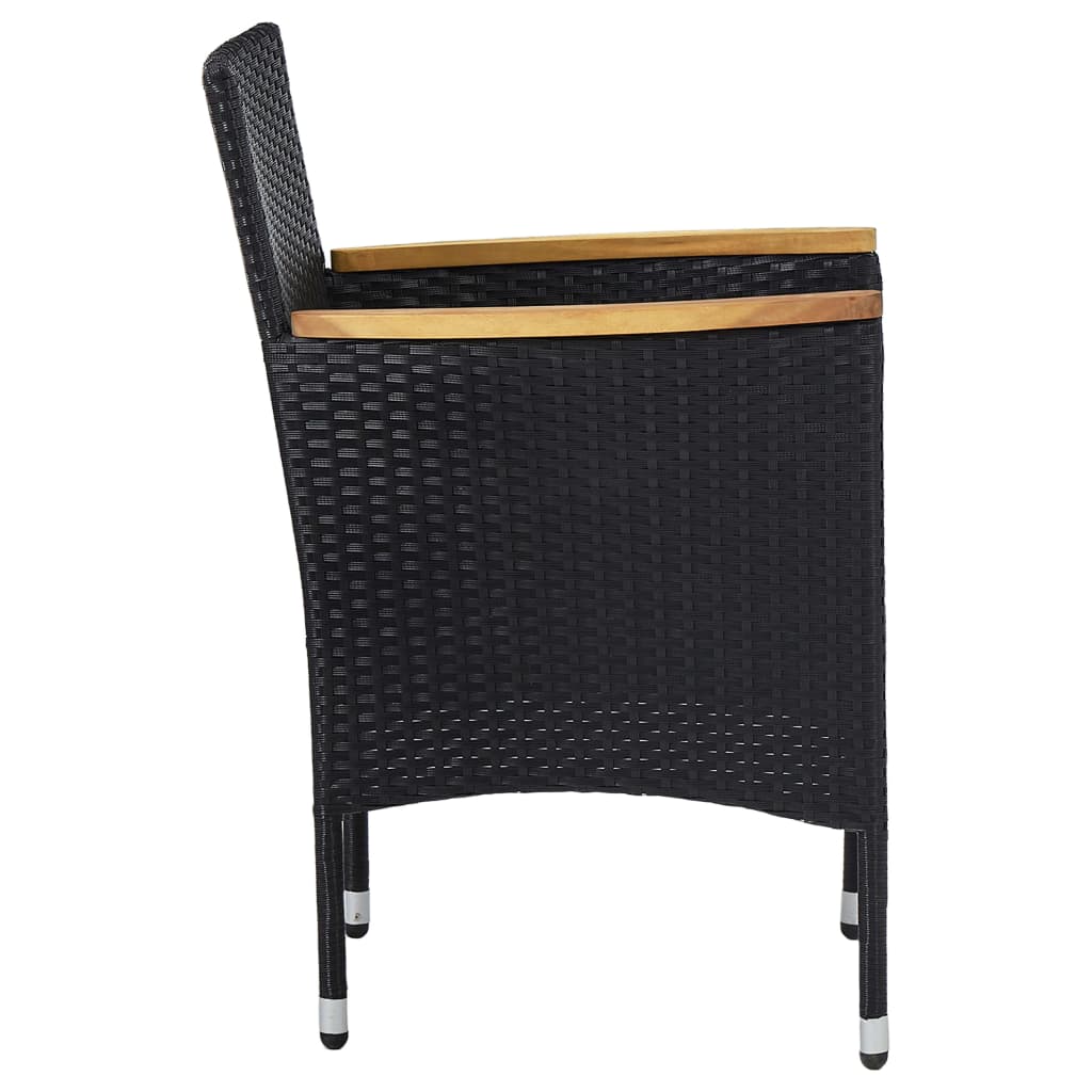 Set mobilier de grădină, 3 piese, negru - Lando