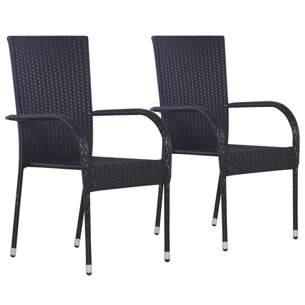 Set mobilier de grădină, 3 piese, negru - Lando