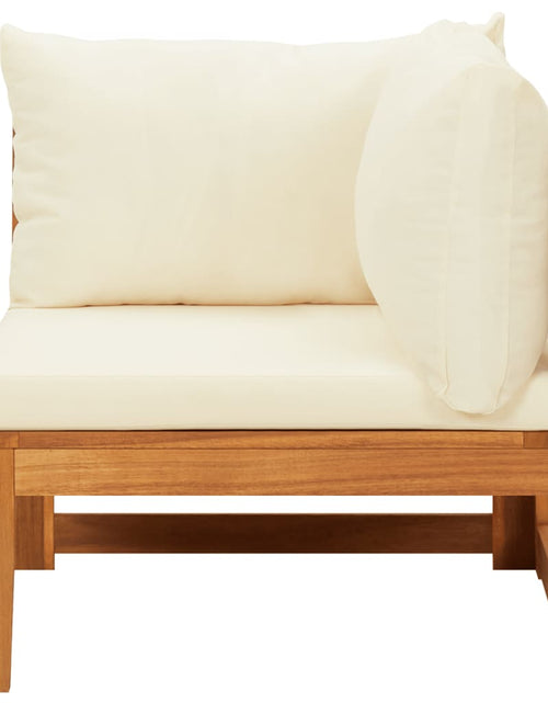 Încărcați imaginea în vizualizatorul Galerie, Canapea de colț cu perne alb crem, lemn masiv de acacia - Lando
