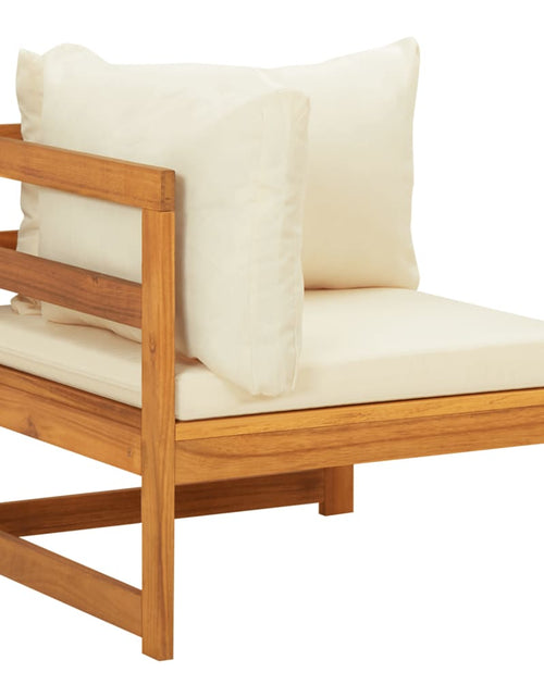 Încărcați imaginea în vizualizatorul Galerie, Canapea de colț cu perne alb crem, lemn masiv de acacia - Lando
