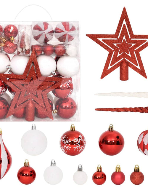 Încărcați imaginea în vizualizatorul Galerie, Set globuri de Crăciun, 64 piese, roșu și alb Lando - Lando
