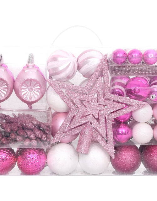 Încărcați imaginea în vizualizatorul Galerie, Set globuri de Crăciun, 108 piese, alb și roz Lando - Lando
