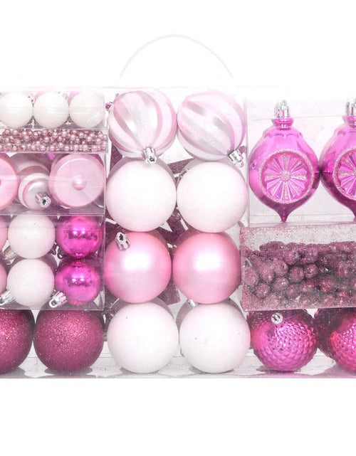 Încărcați imaginea în vizualizatorul Galerie, Set globuri de Crăciun, 108 piese, alb și roz Lando - Lando
