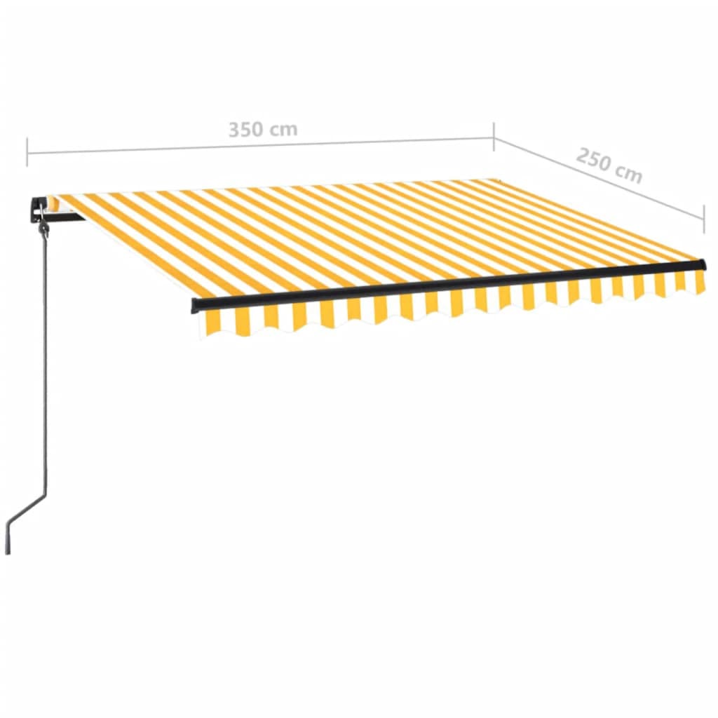 Copertină retractabilă manual cu LED, galben și alb, 350x250 cm - Lando