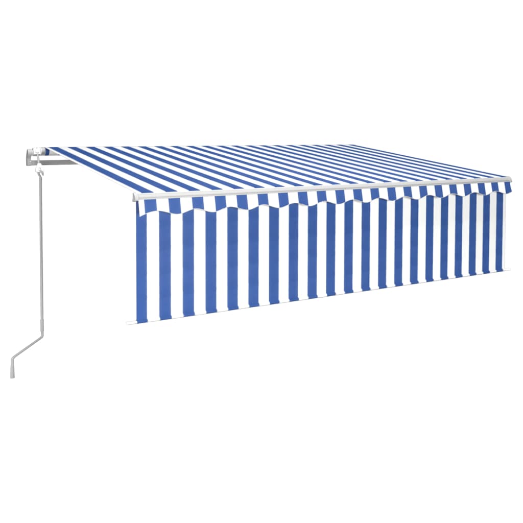 Copertină retractabilă automat cu stor, albastru&alb, 6x3 m Lando - Lando