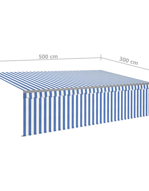 Încărcați imaginea în vizualizatorul Galerie, Copertină automată cu stor&amp;LED&amp;senzor de vânt albastru/alb 5x3m Lando - Lando
