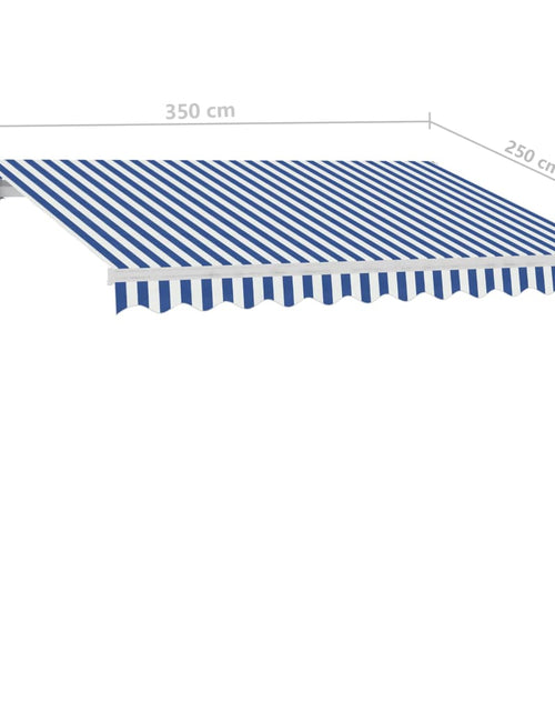 Încărcați imaginea în vizualizatorul Galerie, Copertină autonomă retractabilă automat albastru&amp;alb 350x250 cm - Lando
