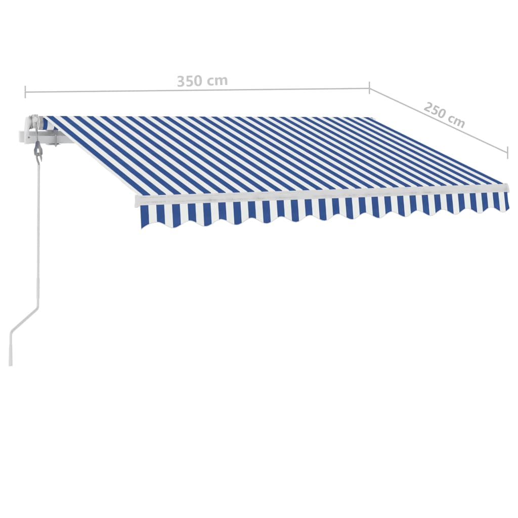 Copertină autonomă retractabilă automat albastru&alb 350x250 cm - Lando