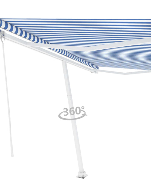 Загрузите изображение в средство просмотра галереи, Copertină autonomă retractabilă automat albastru&amp;alb 450x300 cm - Lando
