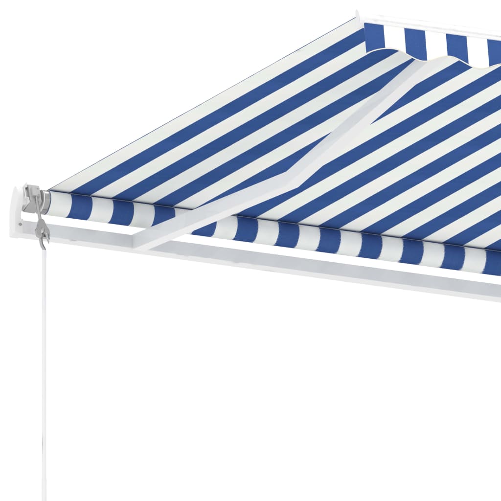 Copertină autonomă retractabilă automat albastru&alb 450x300 cm - Lando