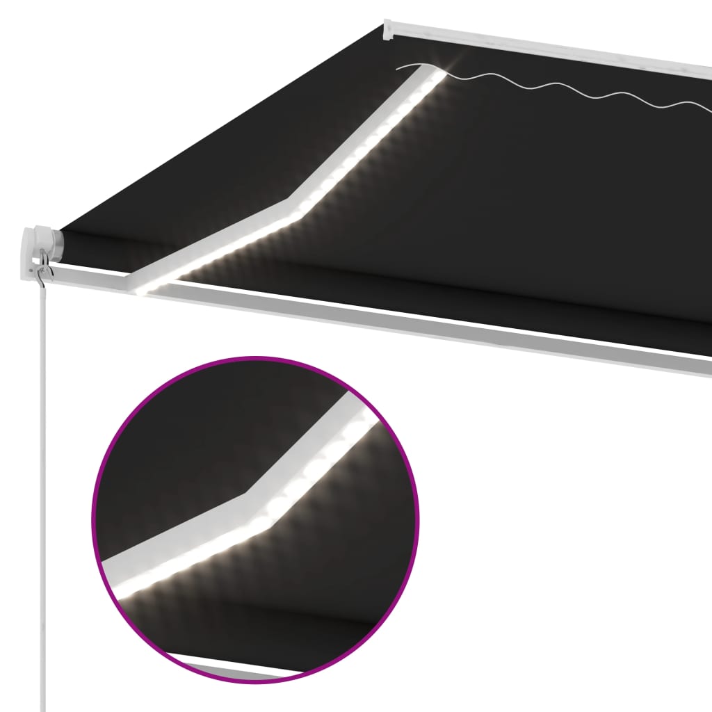 Copertină retractabilă manual cu LED, antracit, 400x350 cm - Lando