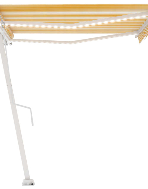 Încărcați imaginea în vizualizatorul Galerie, Copertină automată cu LED&amp;senzor vânt, galben/alb, 450x350 cm - Lando
