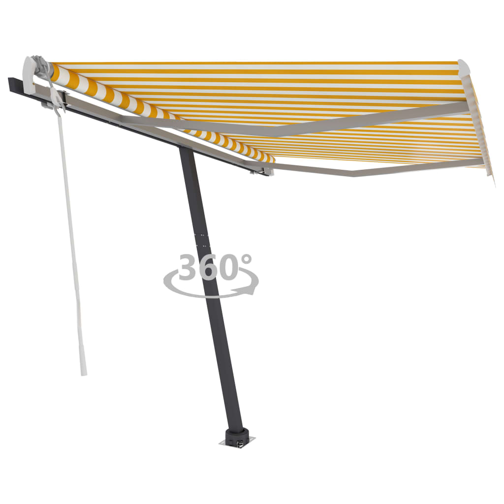 Copertină autonomă retractabilă manual, galben&alb, 300x250 cm Lando - Lando