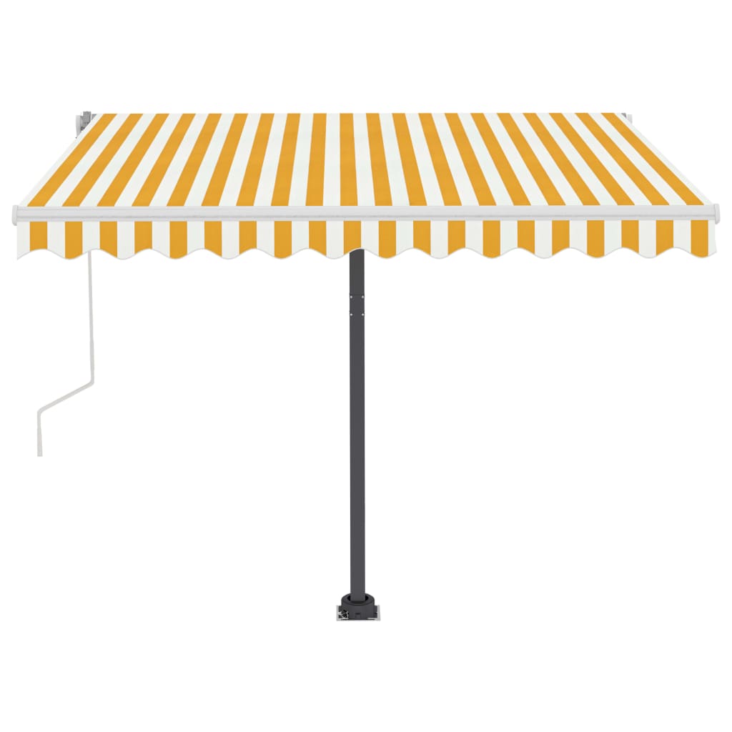 Copertină autonomă retractabilă manual, galben&alb, 300x250 cm Lando - Lando