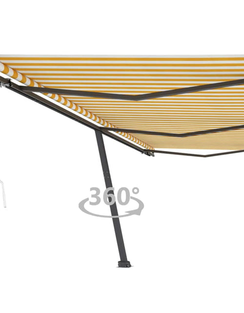 Загрузите изображение в средство просмотра галереи, Copertină autonomă retractabilă automat galben&amp;alb 600x300 cm - Lando
