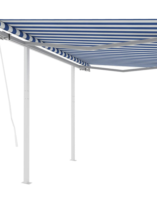 Încărcați imaginea în vizualizatorul Galerie, Copertină retractabilă automat cu stâlpi albastru/alb 3,5x2,5 m Lando - Lando
