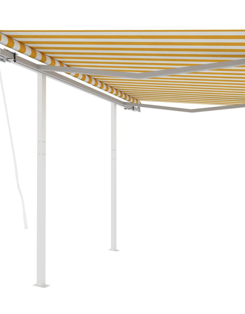 Încărcați imaginea în vizualizatorul Galerie, Copertină retractabilă automat, cu stâlpi, galben&amp;alb 3,5x2,5 m Lando - Lando
