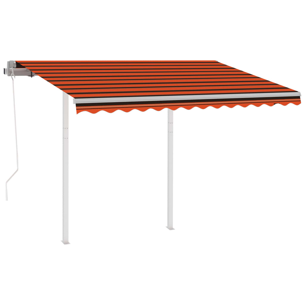 Copertină retractabilă automat stâlpi portocaliu/maro 3,5x2,5 m Lando - Lando