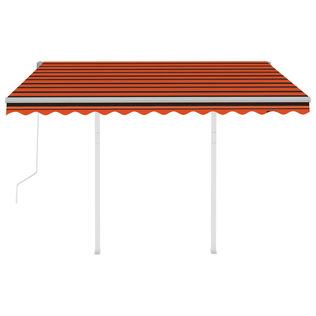 Copertină retractabilă automat stâlpi portocaliu/maro 3,5x2,5 m Lando - Lando