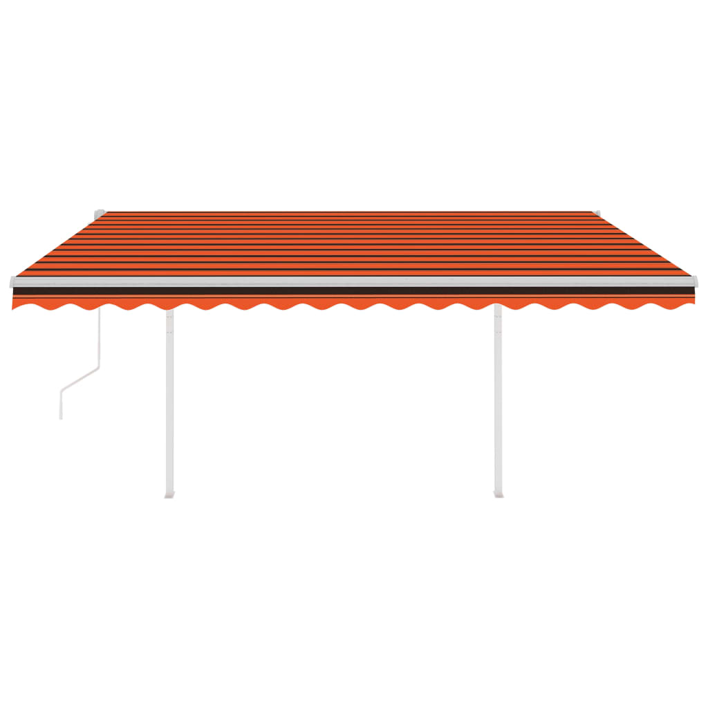 Copertină retractabilă automat, stâlpi, portocaliu&maro 4,5x3 m Lando - Lando