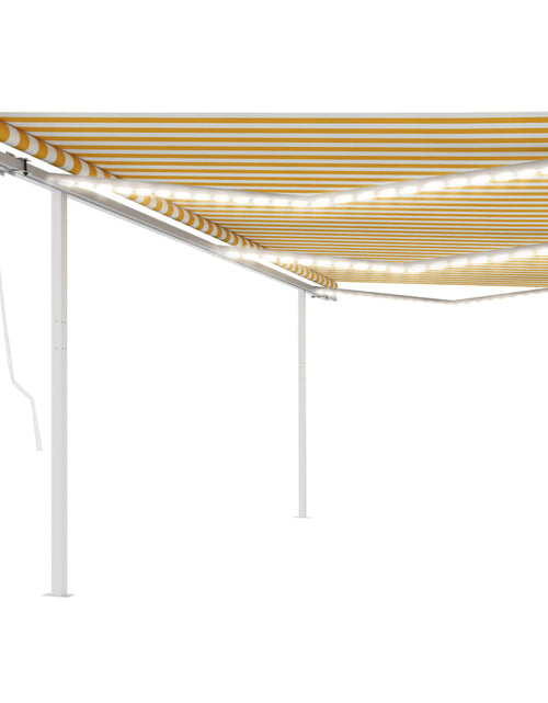 Încărcați imaginea în vizualizatorul Galerie, Copertină automată cu senzor vânt &amp; LED, galben&amp;alb, 6x3 m - Lando
