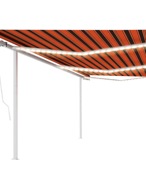 Încărcați imaginea în vizualizatorul Galerie, Copertină automată senzor vânt &amp; LED, portocaliu/maro, 6x3 m - Lando

