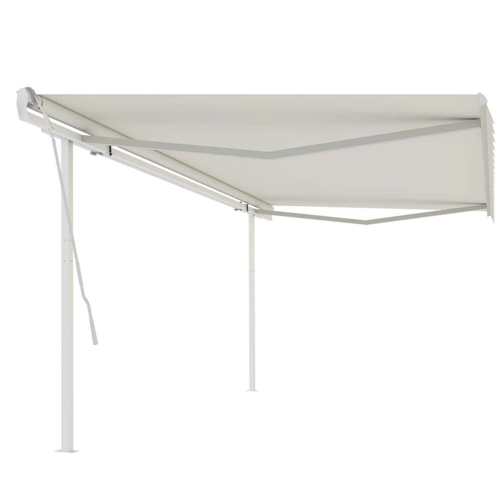 Copertină retractabilă manual, cu stâlpi, crem, 5x3,5 m Lando - Lando