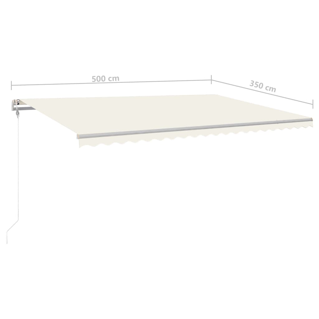 Copertină retractabilă manual, cu stâlpi, crem, 5x3,5 m Lando - Lando