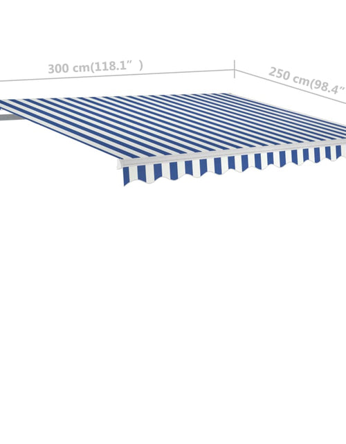 Încărcați imaginea în vizualizatorul Galerie, Copertină retractabilă manual cu stâlpi, albastru&amp;alb, 3x2,5 m Lando - Lando
