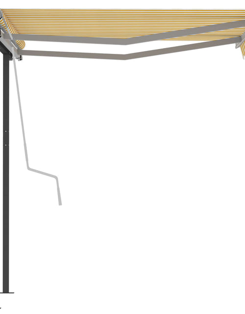 Încărcați imaginea în vizualizatorul Galerie, Copertină retractabilă manual cu stâlpi, galben &amp; alb, 3x2,5 m Lando - Lando
