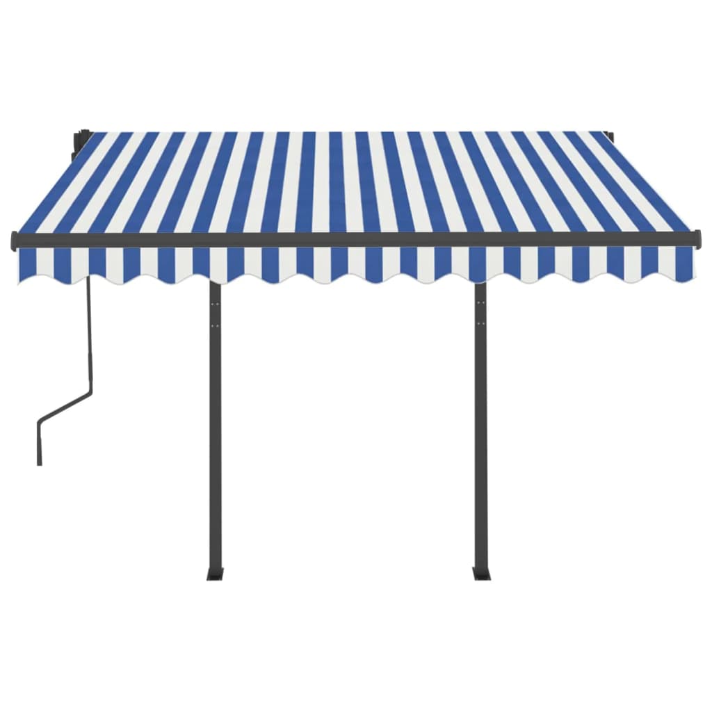 Copertină retractabilă automat cu stâlpi, albastru&alb, 3x2,5 m Lando - Lando