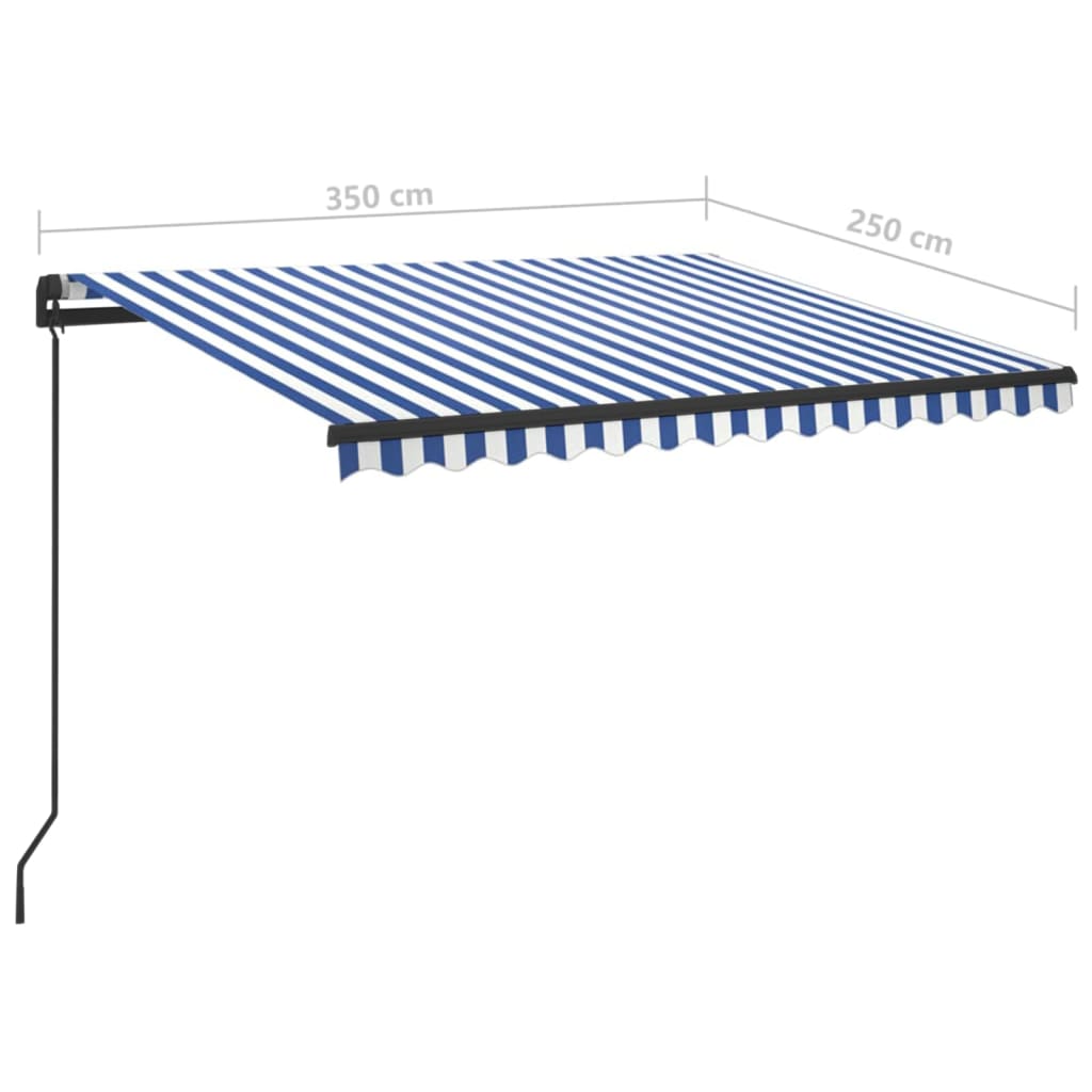 Copertină retractabilă manual cu LED, albastru & alb 3,5x2,5 m - Lando