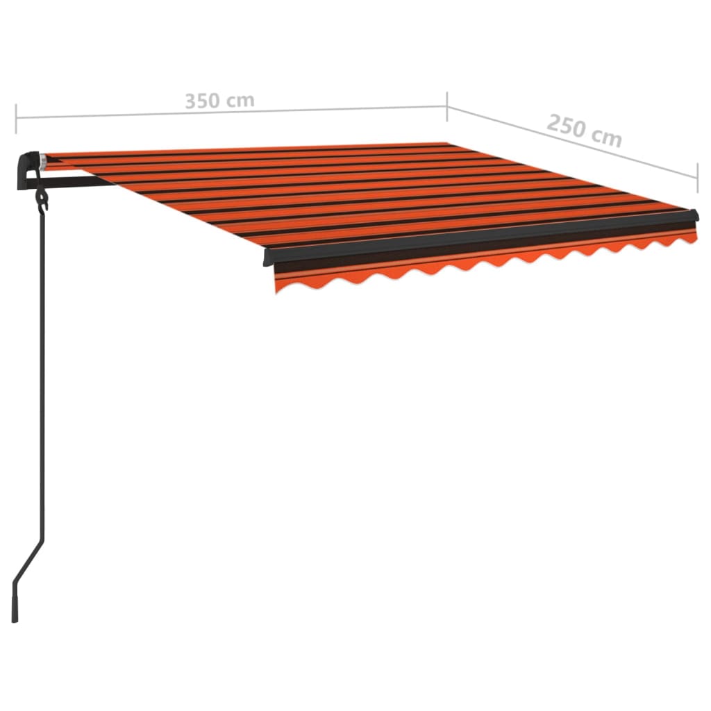 Copertină retractabilă manual cu LED, portocaliu&maro 3,5x2,5 m - Lando