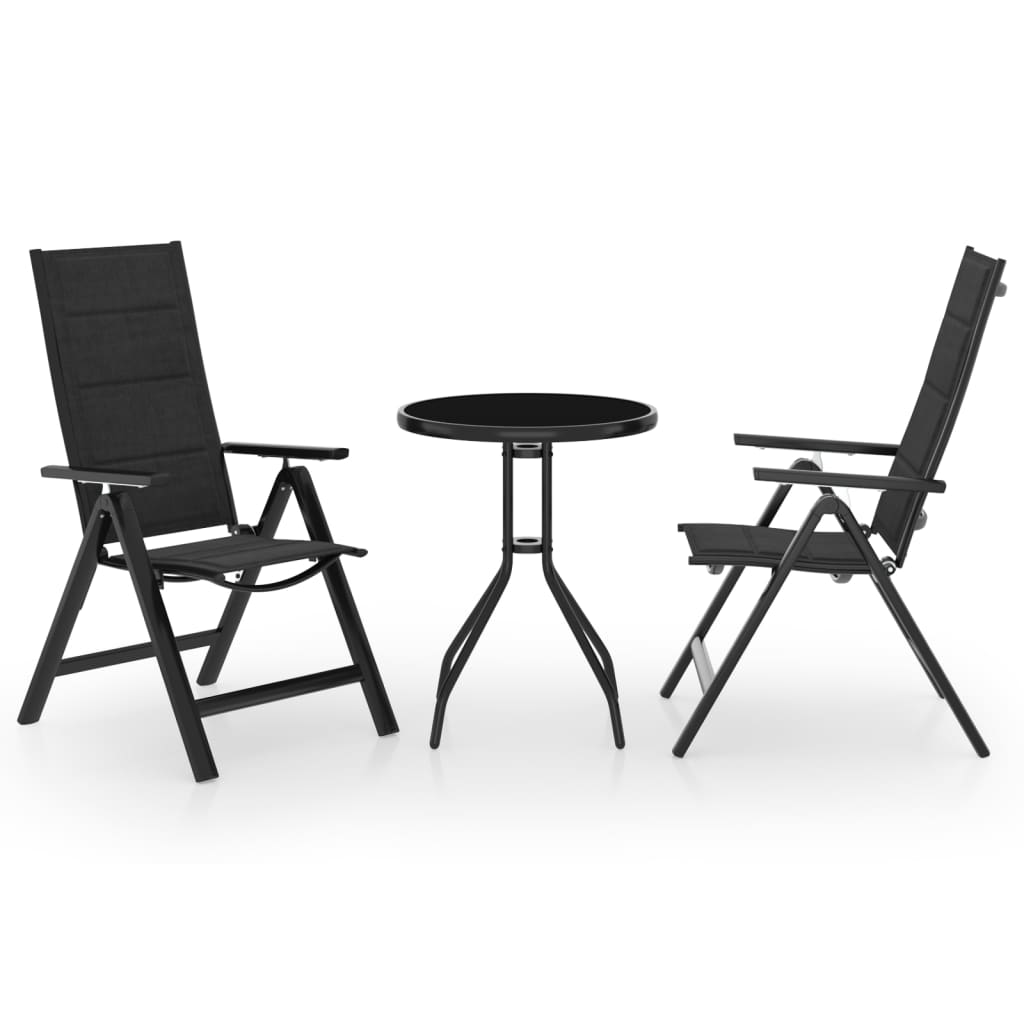 Set mobilier bistro, 3 piese, negru și antracit - Lando